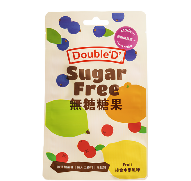Double'D' 無糖糖果 綜合水果, 35g, 1袋