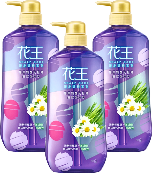 Kao 花王 植萃弱酸洗髮精 長效潔味 750ml, 3瓶