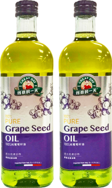 得意的一天 100%純葡萄籽油, 1L, 2瓶