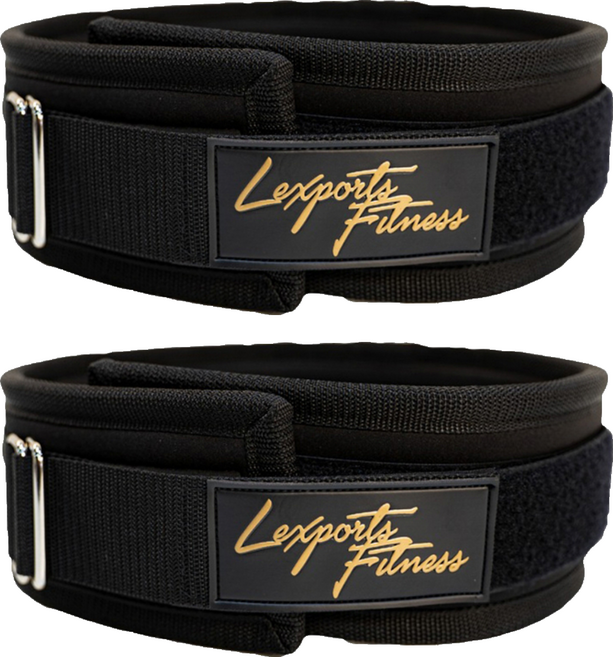 Lexports Fitness 勵動風潮 專業重訓舉重腰帶 核心保護型, 石墨黑, 2個