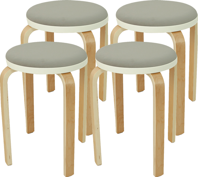 MH 家居 曲木餐椅凳子, 優雅灰色, 4張