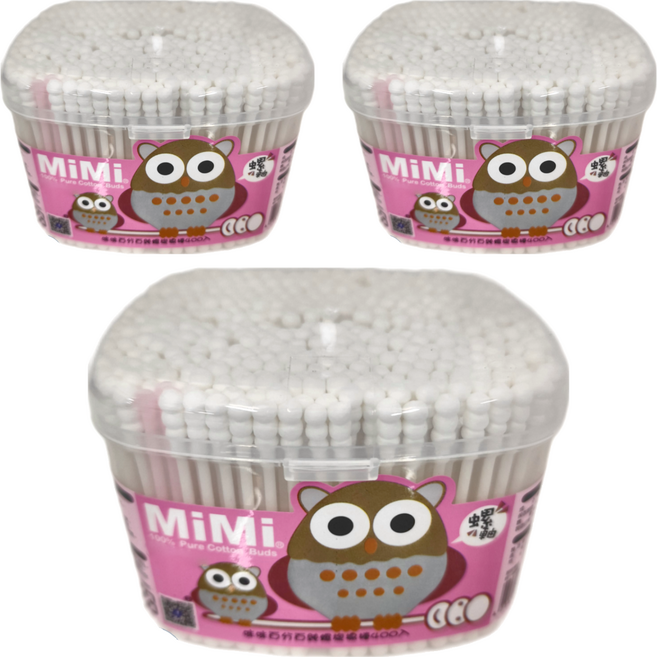 MiMi 咪咪 純棉 螺旋棉棒, 400支, 3個