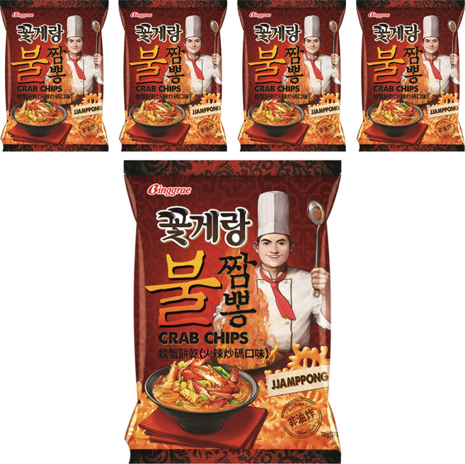 Binggrae 螃蟹餅乾 火辣炒碼口味, 70g, 5包