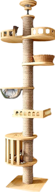 毛皇上 頂天立地貓爬架, 麻色 + 原木色, 1個
