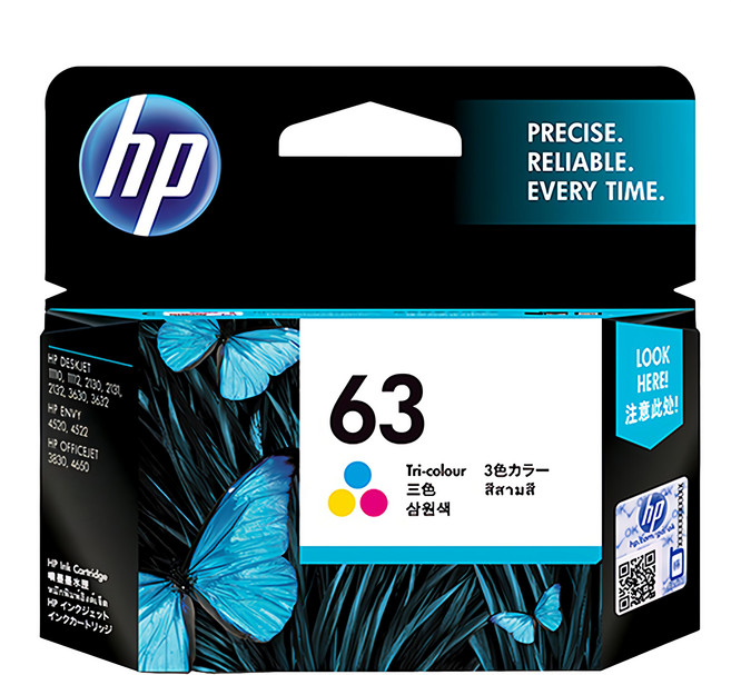 hp 惠普 63彩色原廠正品墨水, 原廠 三色, 1盒