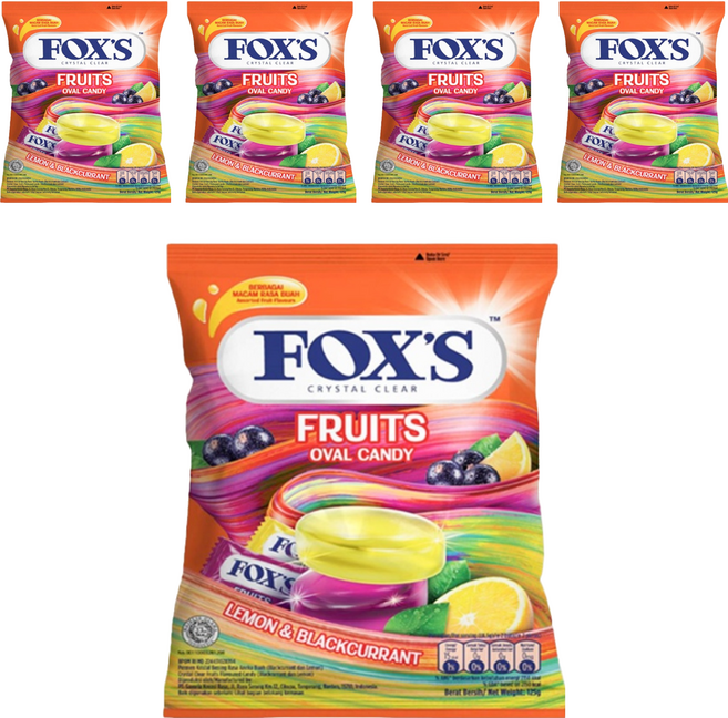 FOX'S lemon & blackcurran檸檬黑醋栗風味糖, 125g, 5袋