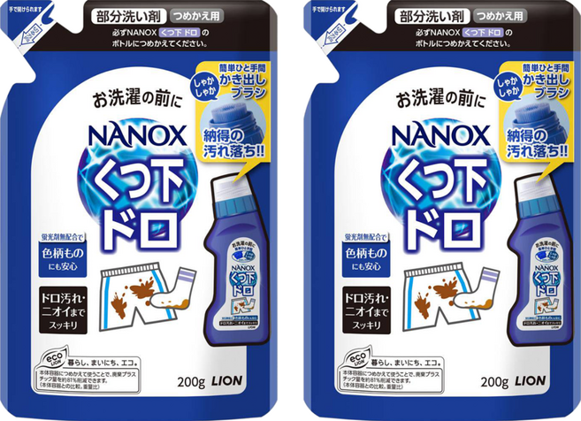 LION 獅王 NANOX 局部酵素去污劑補充裝 淤泥用, 2包, 200ml