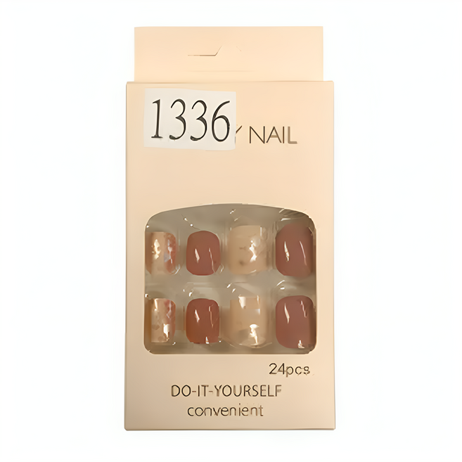 理享家 穿戴甲 彩繪凝膠美甲貼片 24片, 貝殼蜜棗, 1盒