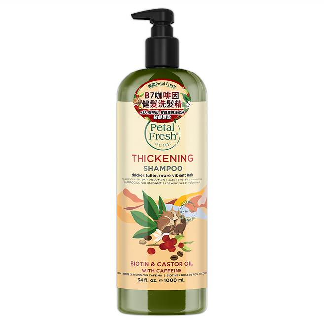 Petal Fresh B7 咖啡因健髮洗髮精 適用於細軟性、受損髮質、一般髮質, 1L, 1瓶