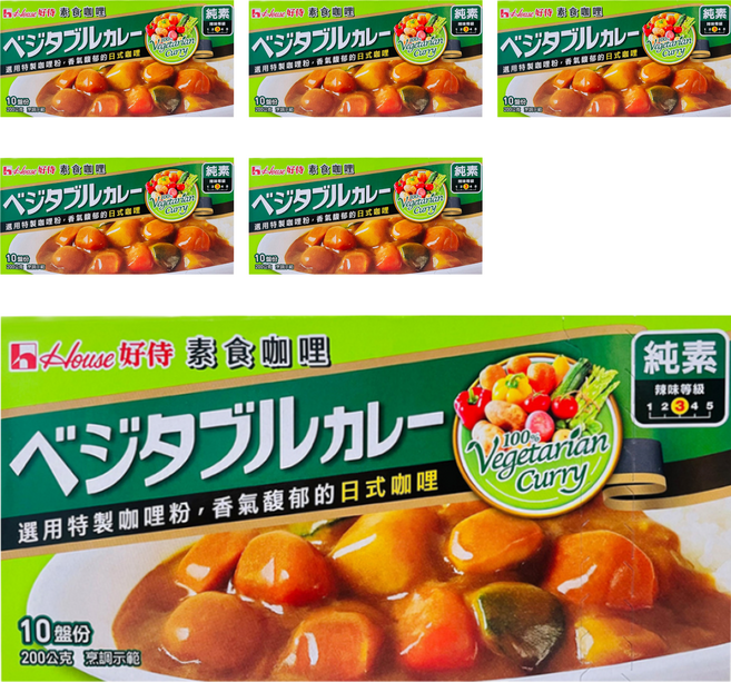 House 好侍 純素咖哩 溫潤清爽多層次 濃醇咖哩香, 200g, 6盒