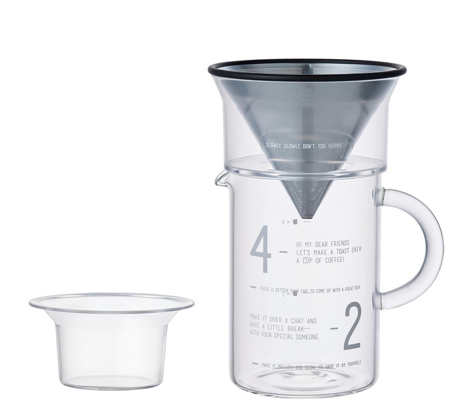日本KINTO SCS簡約咖啡沖泡壺組 600ml, 1組, 透明玻璃壺 + 不鏽鋼濾杯