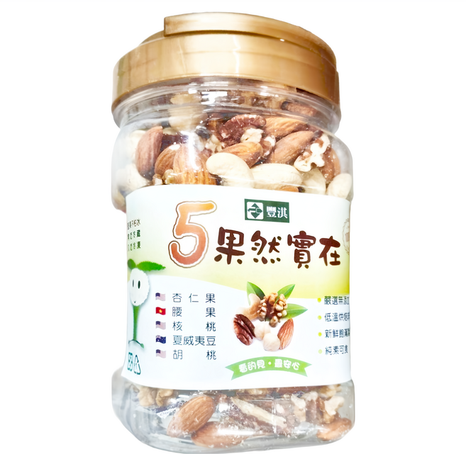 果然實在 豐淇 5綜合堅果 低溫烘焙, 360g, 1罐