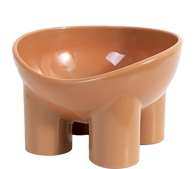 bebehome 馬卡龍色大象護頸高腳寵物碗 尺寸138 x 134 x 90 毫米, 摩卡棕, 1個