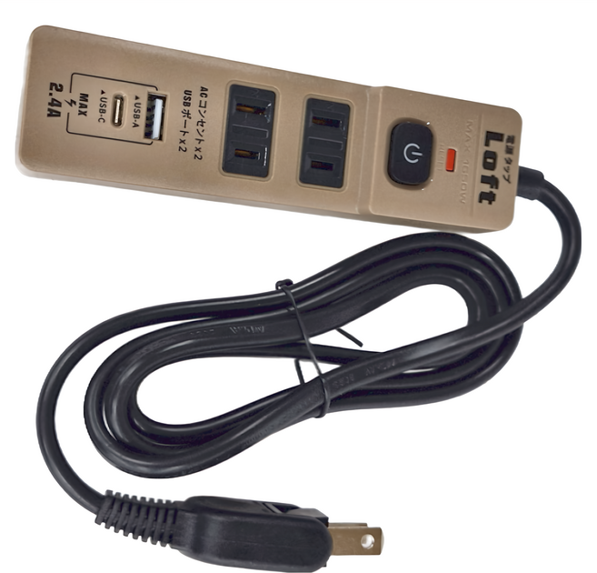 Dr.AV 聖岡科技 工業風2P1切2插+2USB延長線, 4m, 棕色, 1條