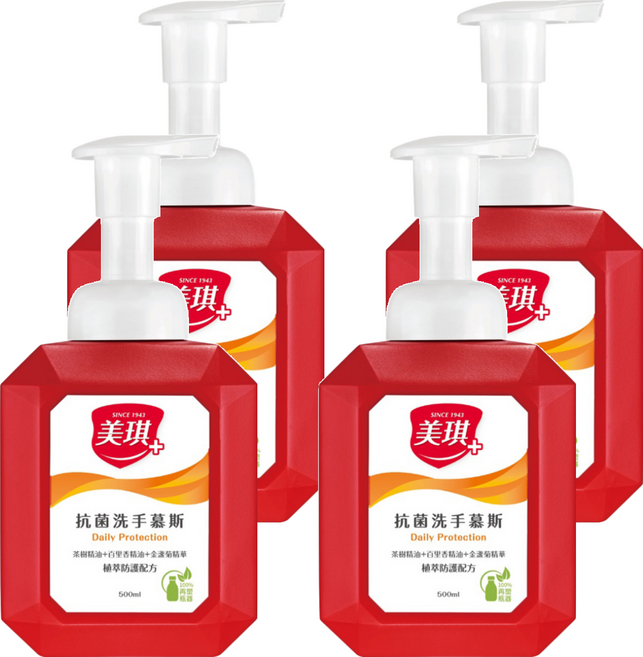 美琪 抗菌洗手慕斯, 500ml, 4瓶