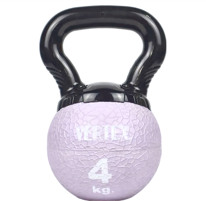 VERTEX迷你橡膠壺鈴 4KG 25cm*17cm 台灣製造, 粉紫色, 1個