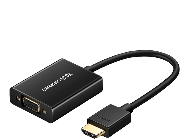 UGREEN 綠聯 HDMI轉VGA轉換器 Aluminum版 54 x 41mm 黑色, MM102, 1個