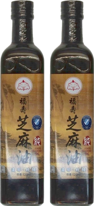 福壽實業 100%芝麻油, 520ml, 2瓶