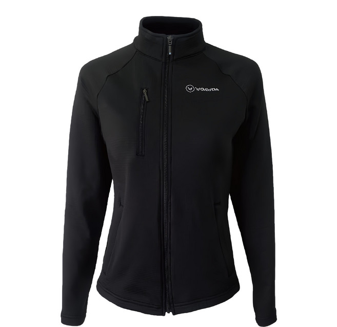 WOAWOA 3d網格刷毛 立領保暖透氣外套-女款-黑色m