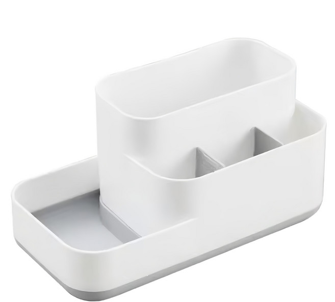 FAmILyLIFE 生活 多格桌面文具遙控器收納盒 A-177-GW 23 x 13 x 12cm 180g, 白灰色, 3個