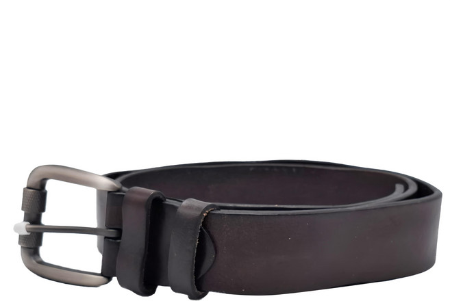 真皮頭層植鞣牛皮帶寬3.8cm男士格紋合金針釦皮帶 LL105