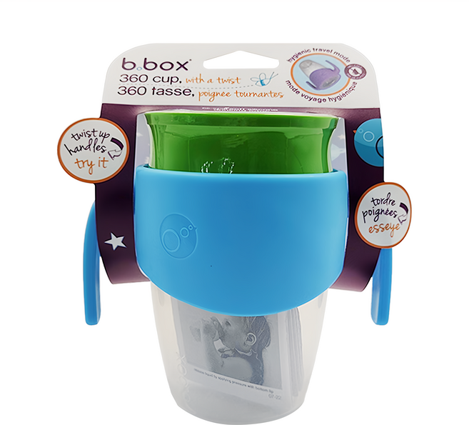 b.box 360度學習水杯 防漏水杯 寬大手把 PP材質 不含BPA, 海洋藍, 250ml, 1個