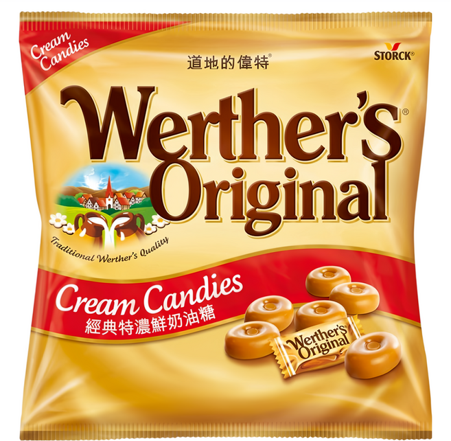 Werther's Original 道地的偉特 奶油糖 德國製造 原裝進口 香醇好嚼不黏牙 奶蛋素可食用, 330g, 1袋