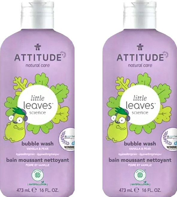 ATTITUDE 艾特優 兒童泡泡浴 香草 + 梨, 473ml, 2瓶