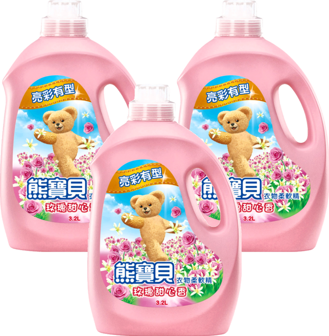 Snuggle 熊寶貝 衣物柔軟精 玫瑰甜心香, 3.2L, 3桶