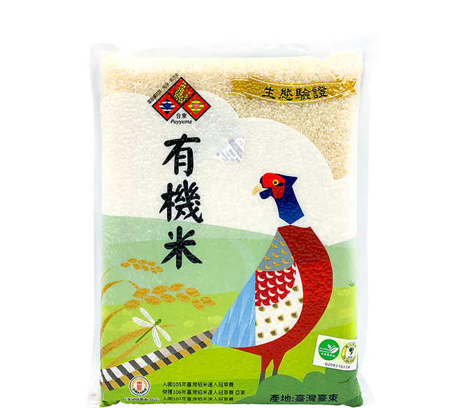 台東地區農會 埤南有機米, 1包, 1.8kg, CNS二等