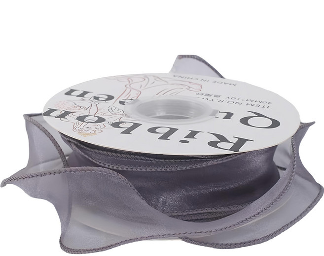 GILGRI 網紗雪紡歐根紗花束禮物包裝緞帶, 灰色, 9m, 1捲