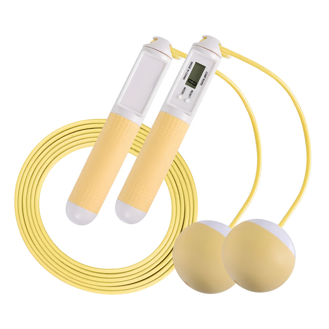 LEADER X 高階智能計數 快速燃脂有氧減肥兩用跳繩組 附收納袋, 黃色, 1組