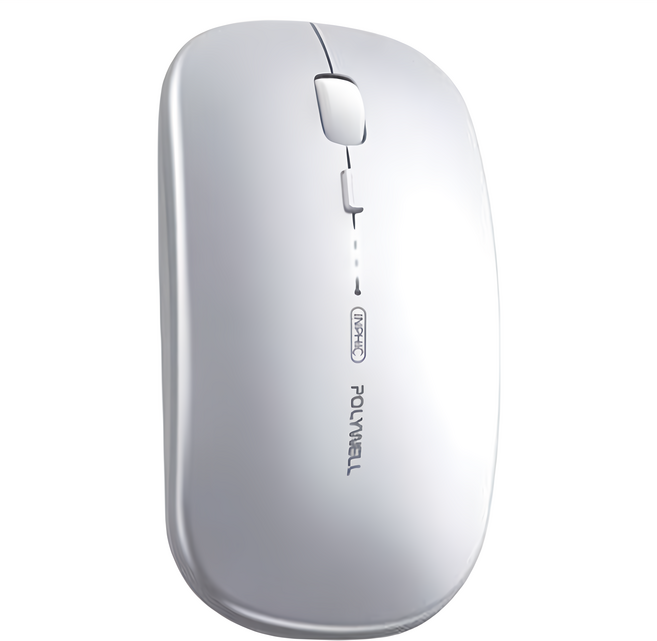 POLYWELL 寶利威爾 無線三模靜音滑鼠 2.4G BT 4鍵滑鼠 PW15-T65-0638, FP-Z1, 銀色