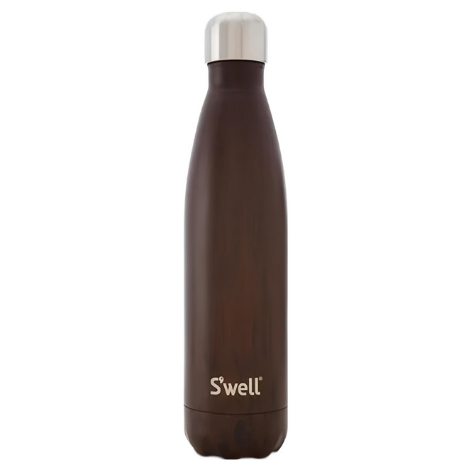 S'well 美國運動時尚不鏽鋼保冷/保溫瓶 Burlwood 17oz, 1個, 500ml, 深咖啡木紋色