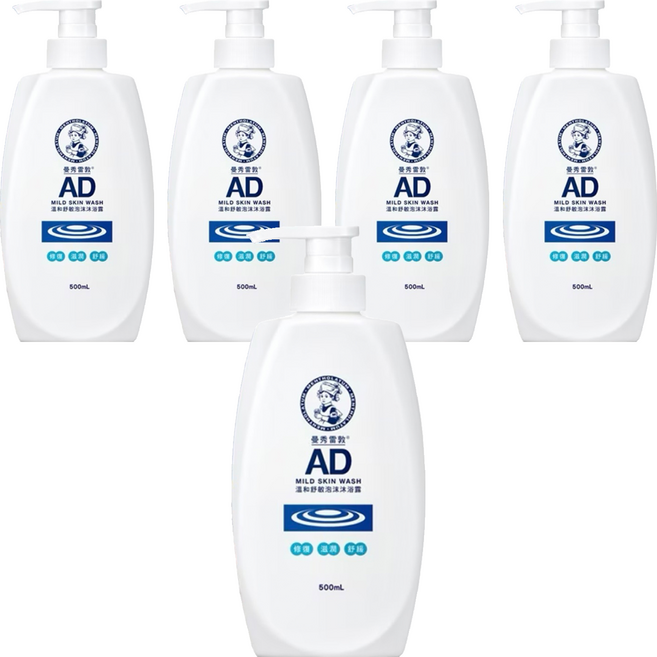 MENTHOLATUM 曼秀雷敦 AD溫和舒敏泡沫沐浴露, 500ml, 5瓶