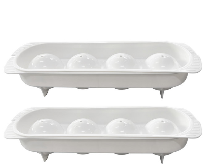 Bsstore 圓形4格大冰球製冰盒 PP塑膠材質 耐熱溫度-20~80°C 韓國製造, 白色, 2個