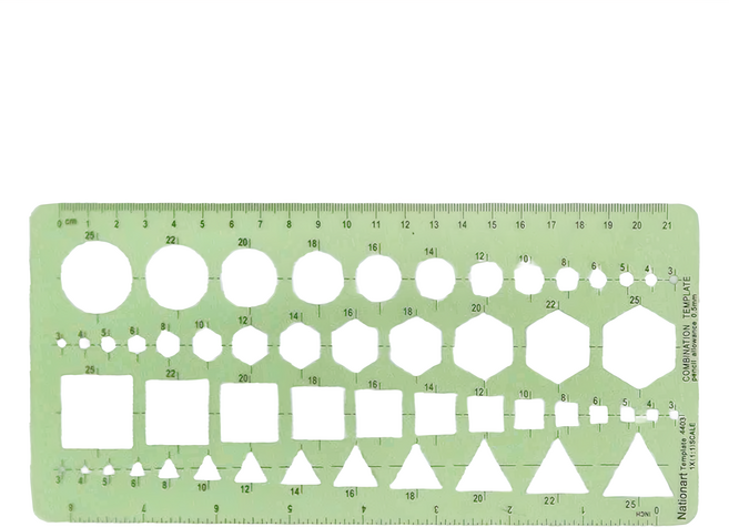 Nationart 4403 綜合模板 110 x 232mm, 綠色, 1個