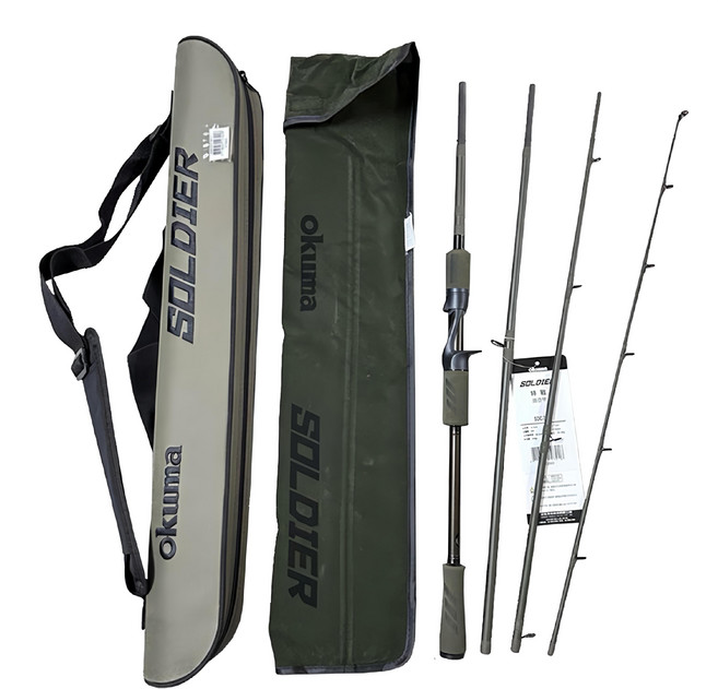 okuma 寶熊釣具 路亞竿 4節 特戰Soldier, 黑色 + 綠色