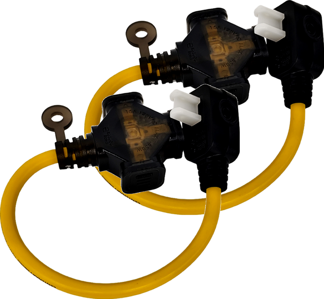 PowerWork 動力工廠 1對3座耐熱動力軟線, 0.3m, 黃色, 2條