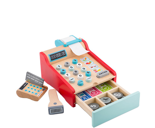 woet 木製收銀機玩具 #10650, 多色, 1組
