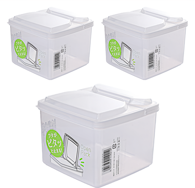 NAKAYA k192 掀蓋雙開收納盒1.3L 3入組, 1組, 透明