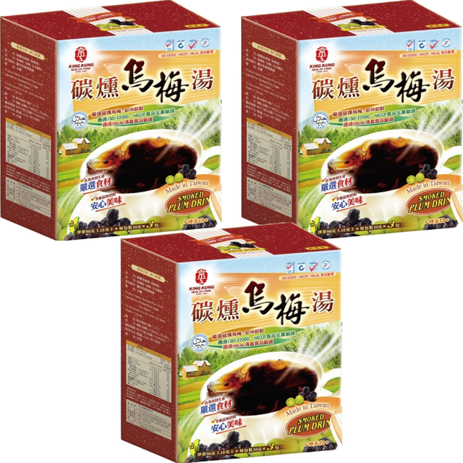 京工 碳燻烏梅湯, 90g, 3盒