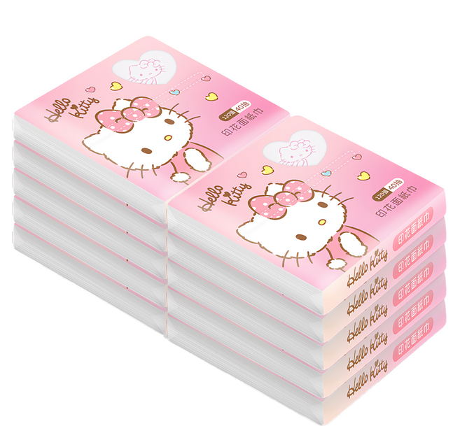 ONEDER 旺達棉品 三麗鷗凱蒂 印花面紙巾, 1入, 10包
