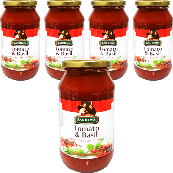 SAN REMO 頂級麵醬 蕃茄羅勒, 500g, 5罐