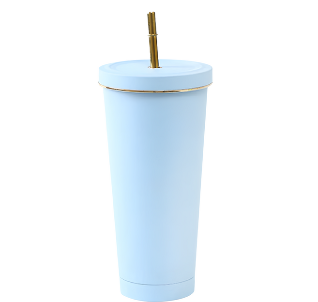 小麥購物 不銹鋼吸管杯 S072, 天青藍, 750ml, 1個