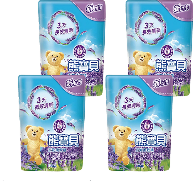 Snuggle 熊寶貝 柔軟護衣精 舒恬薰衣草 補充包, 1.84L, 4包
