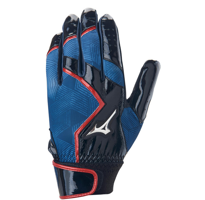 Mizuno 美津濃 打擊手套 1ETEA50113, 藍色 + 黑色, 1雙