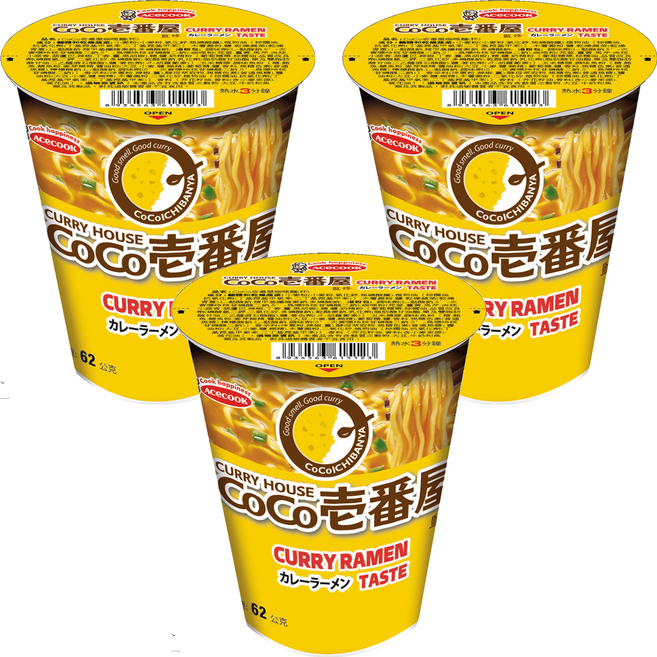 AceCOOK CoCo壱番屋咖哩杯麵 62g, 3入