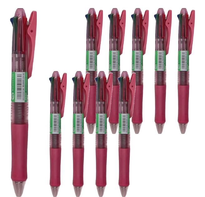 PILOT 百樂 Acroball 四色輕油舒寫筆 BKAB45FP 0.7 10支, 粉紅