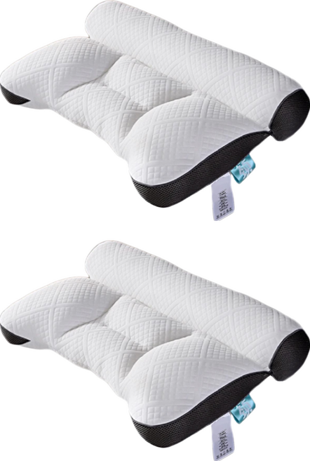 HONDONI 硬式日式反牽引枕 記憶護頸紓壓止鼾枕 頂規版 Z8-GT 1000g, 白色 + 黑色, 2個